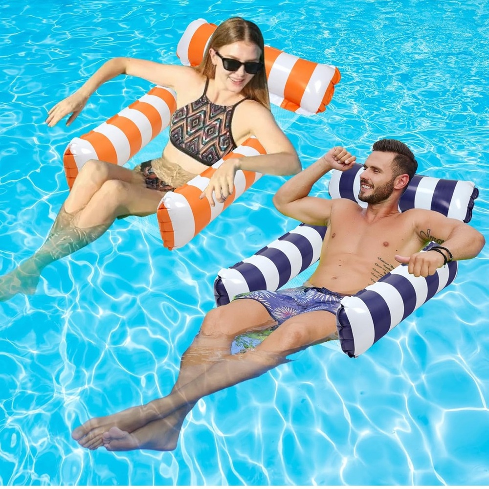 Striped Inflatable Pool Float for Adults